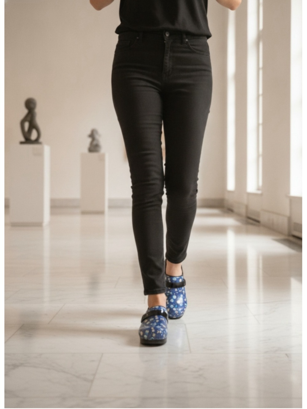 Sanita Koi Blue Owl & Moon Printed Mules